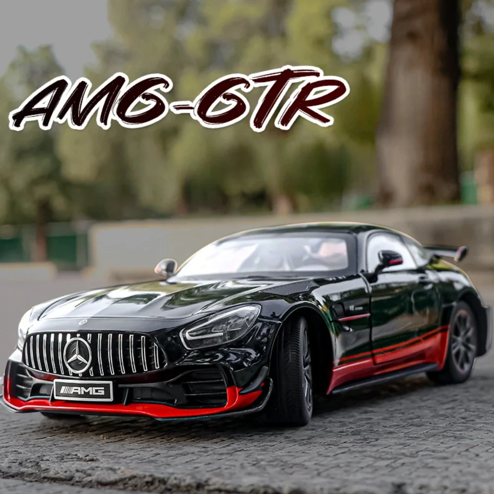 1:18 Scale AMG GT Miniature Sportscar Toys Model  Alloy Body Sound Light Pull Back Doors Opened Vehicle Collection Kid Toy Gifts