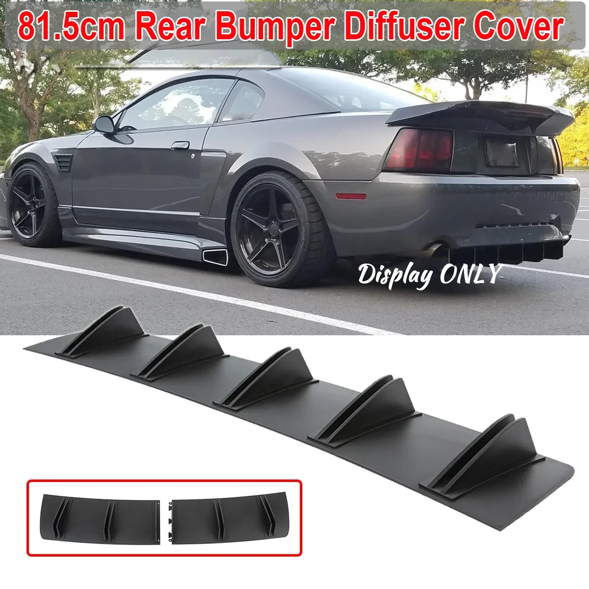 81.5cm For 1999-2004 Ford Mustang Universal Rear Bumper Diffuser 5 Shark Fin Curved Splitter Canard Cover Car Accessories