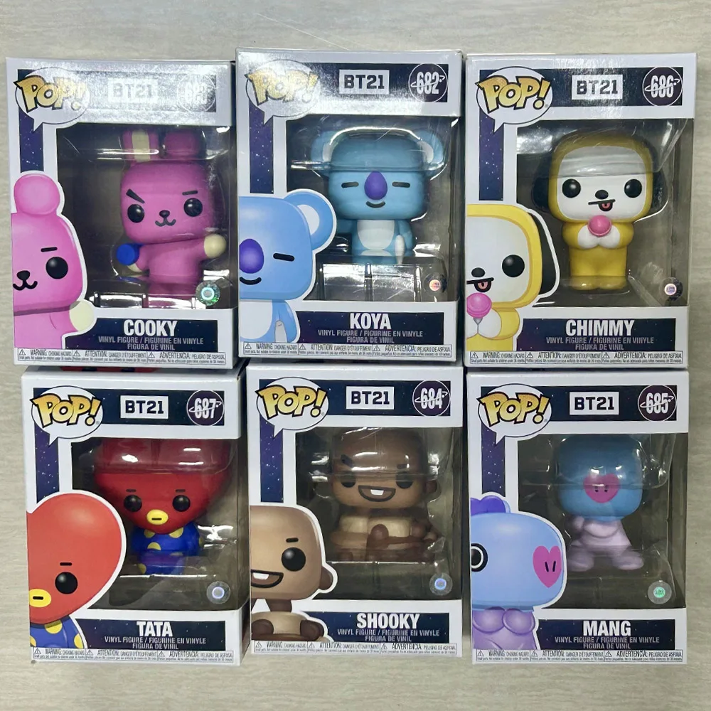 Divertidos Funkos de Anime Friends Bt21 - Mang # 565 Shooky # 634 Tata # 637 Chimmy # 696 Koya # 632 Cooky # 635 Figuras de Acción de Vinilo Coleccionables