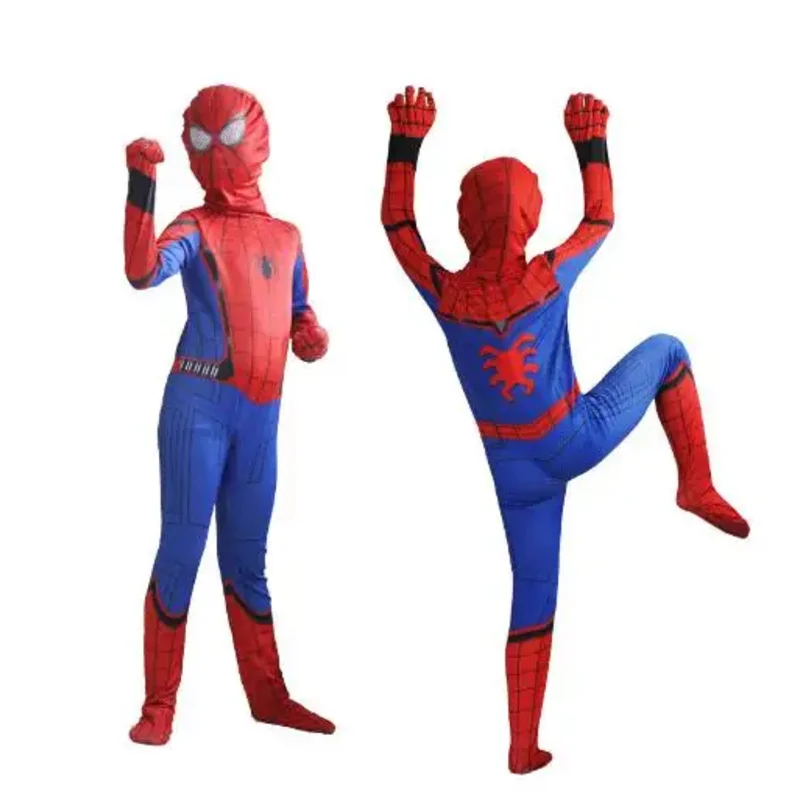 Longe de casa cosplay spider traje para crianças, Peter Parker, Zentai, super-herói bodysuit, spandex