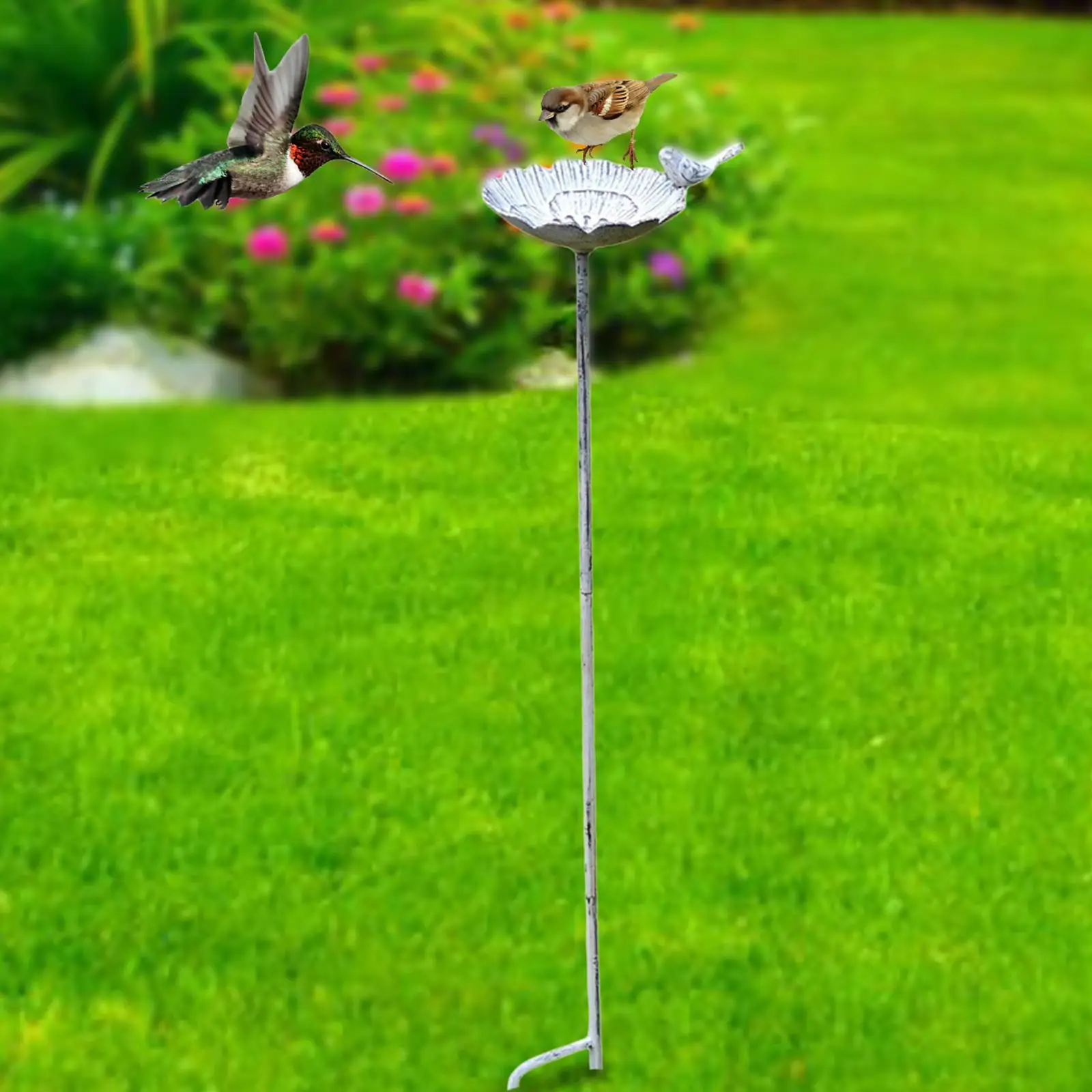 

Bird Bath Vintage Standing Decorative Decor Birdfeeder for Home Lawn Balcony