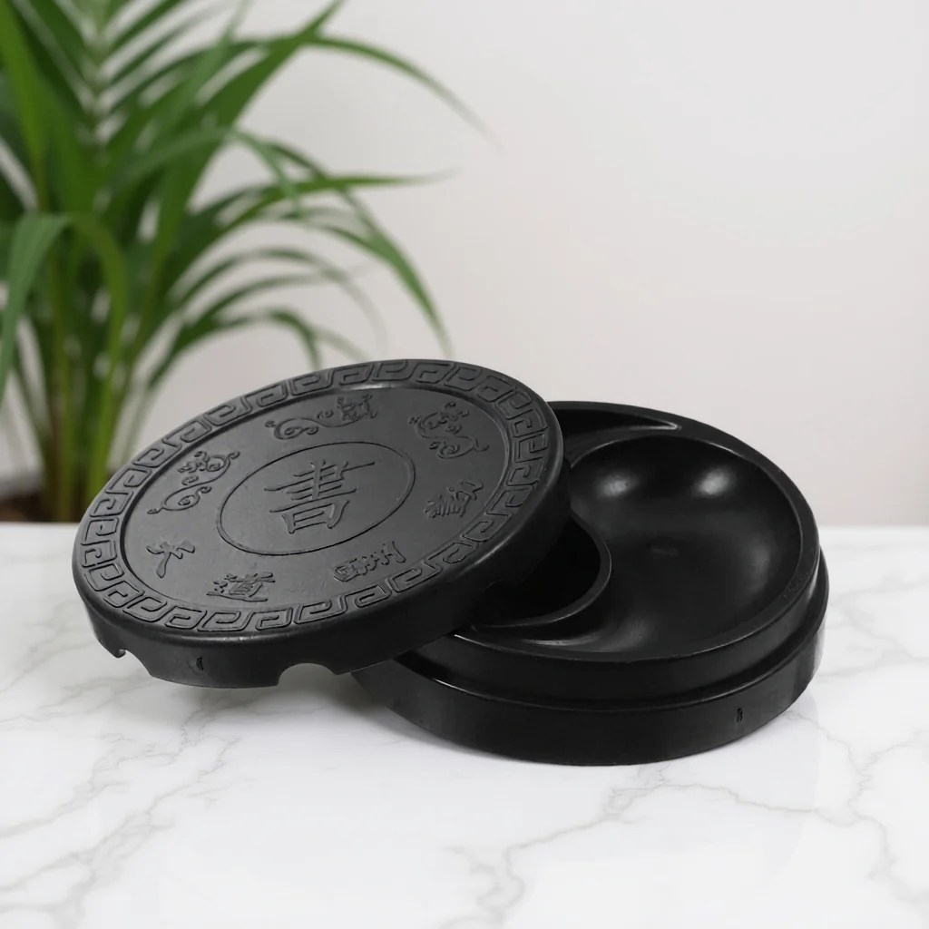 

Plastic Inkstone Smooth Surface Lightweight Durable For Calligraphy Painting Students Inkslab With Carved Design Sumi Art