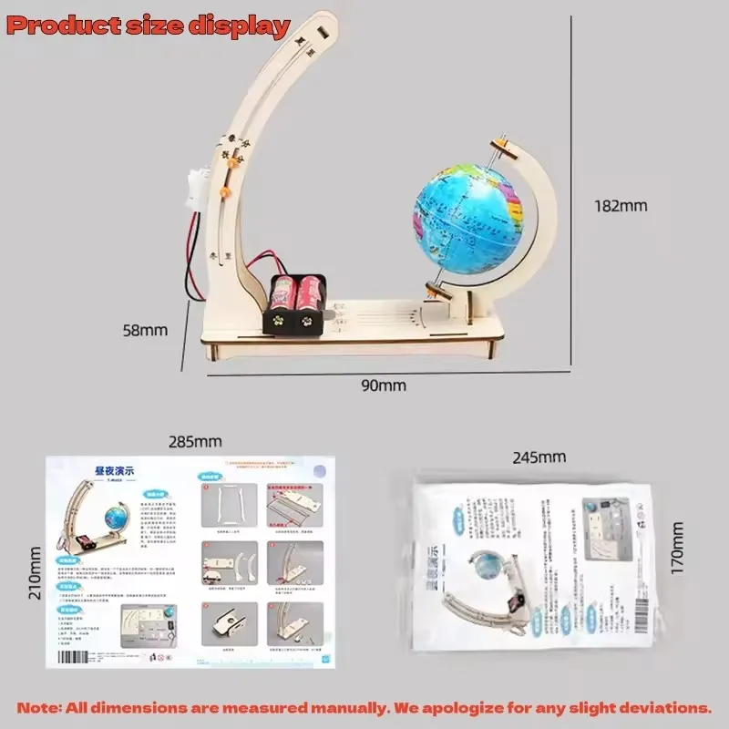 DIY Erdmodell mit Tag-Nacht-Zyklus, Wissenschafts-Set, MINT-Lernspielzeug, Physik-Globus, Handgefertigtes Holzspielzeug für Kinder und Klassenzimmer – Detail 3