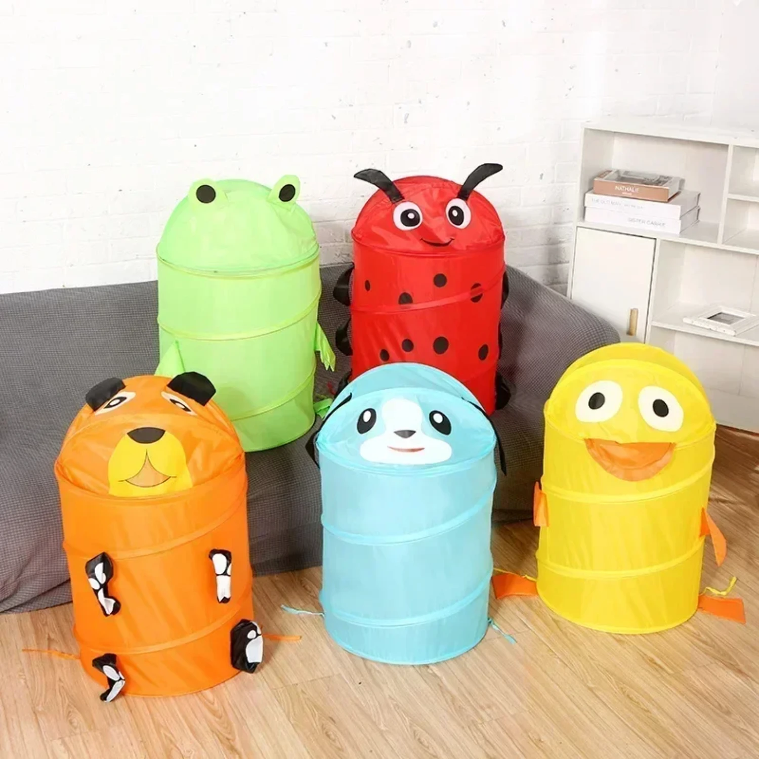 

Household Child's Toys Cartoon Cute Animal Bucket Folding Cylinder Laundry Basket Toy Box Organizer Bag