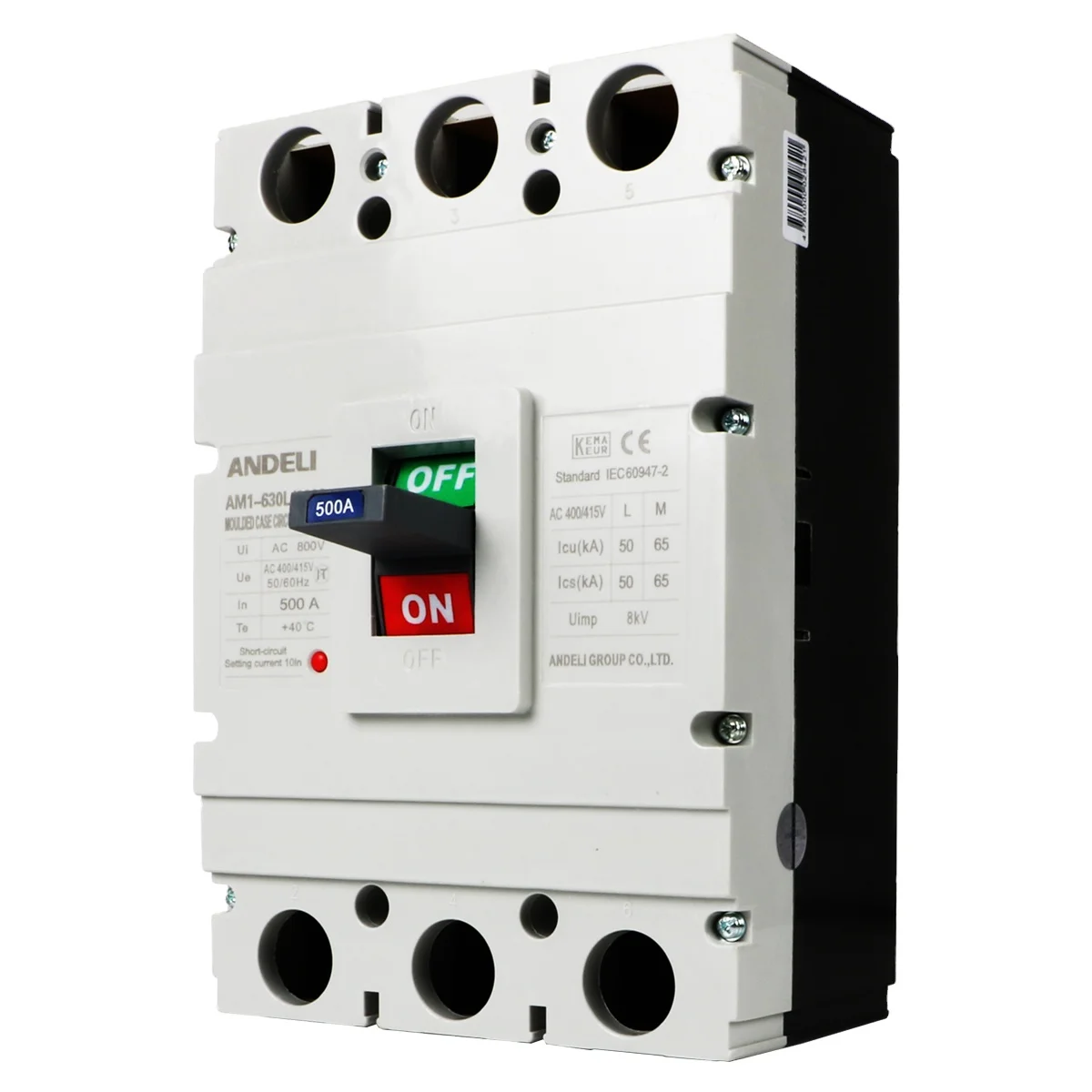 

ANDELI electrical ac 400V AM1-630L/3300 3P 400A 500A 600amp resettablet types industrial circuit breaker