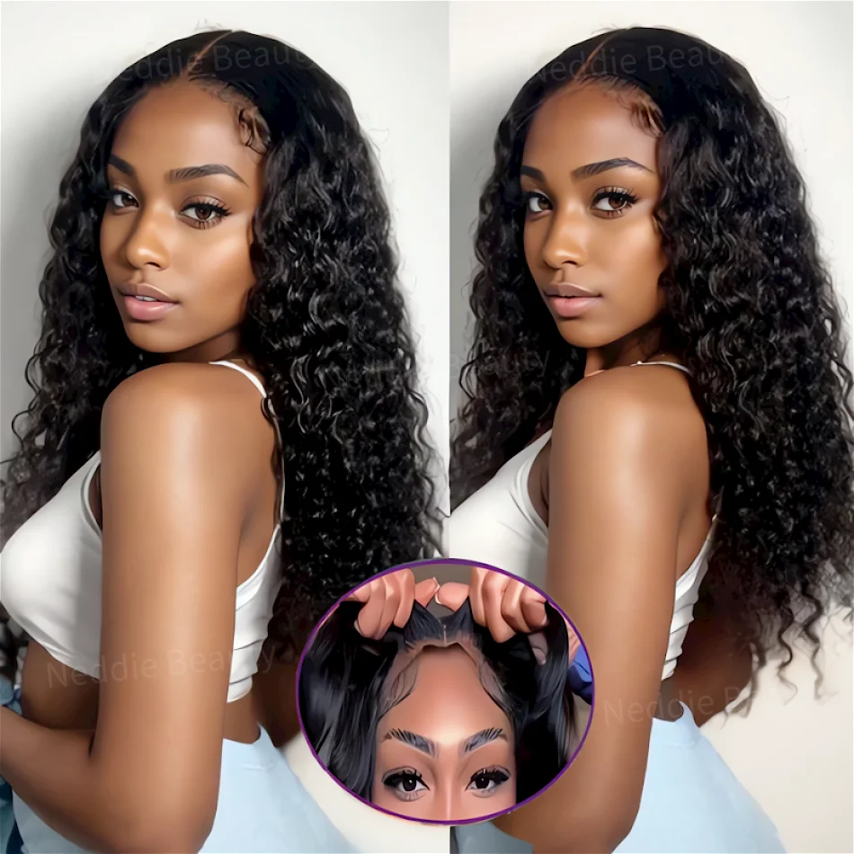 

30 40 Inch Glueless Curly Human Hair HD Lace Frontal wig Deep Wave Front Wigs 13x6 100% Natural Closure Ready To Wear For Women