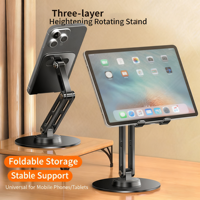 Metal 360 ° Rotating Foldable Lifting Mobile Phone Tablet Desktop Stand Phone Holder Phone Stand for iPhone 17 16 15 14 Samsung