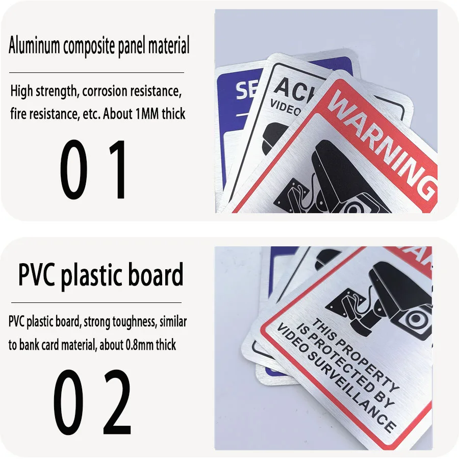 علامة موجزة لمراقبة لوحة الألومنيوم، علامة تحذير إنجليزية على مدار 24 ساعة، علامة منطقة مراقبة الفناء للإقليم الخاص