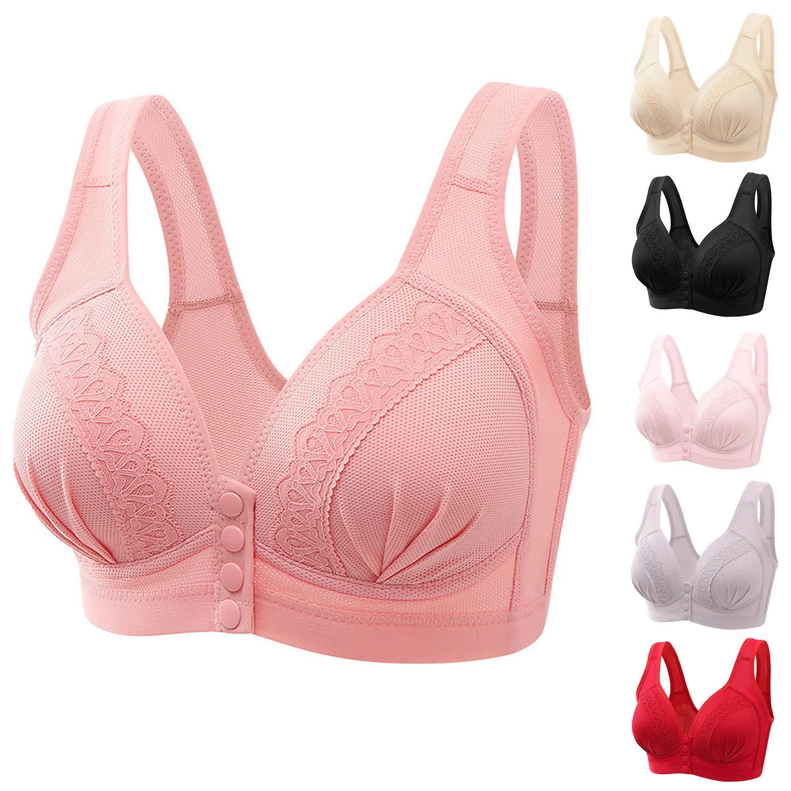 Sexy Front Closure Bra Female Front Fastening Bra Wireless Bras for Women Push Up Lingerie Plus Size Brassiere No Steel Ring Bra