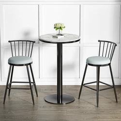 Nordic Minimalist Round Table Milk Tea Shop Bar Table Modern Balcony High Legged Table And Chair Black