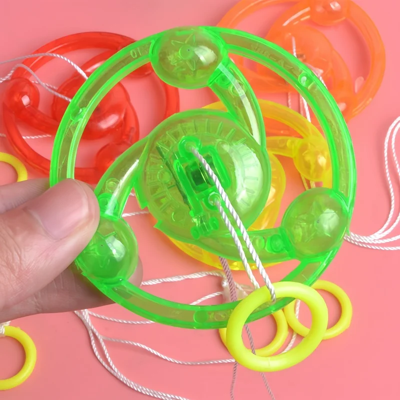 10pcs New Luminous Hand Pull Luminous Flashing Rope Flywheel Toy Led Light Toy Novelty Children Flywheel Flash Gyro Gift Toys
