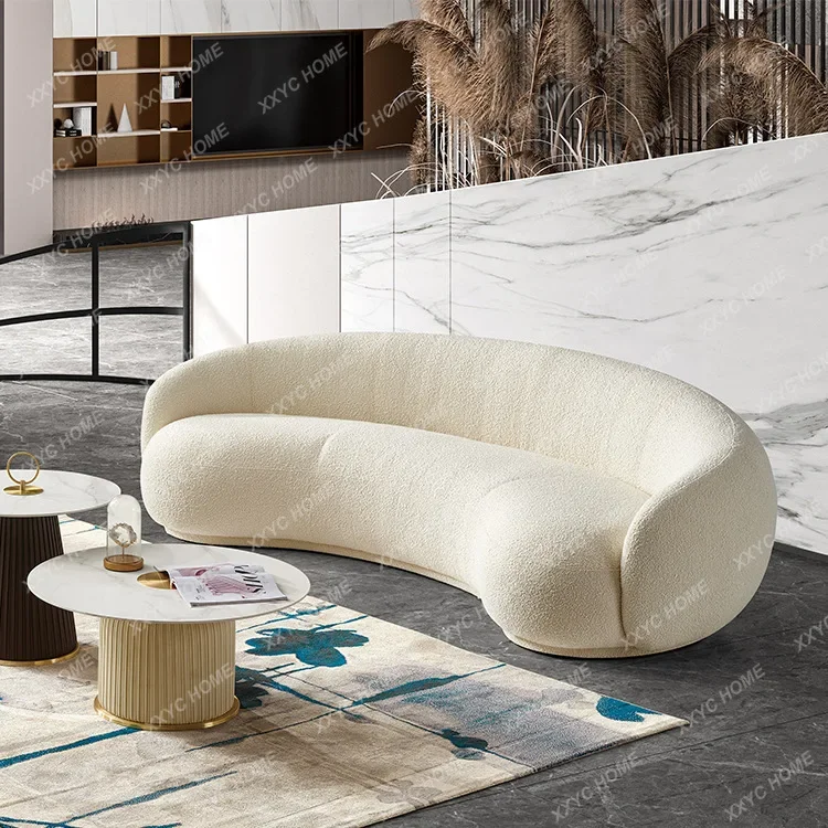 

ss03 Fabric Minimalist Designer Living Room Arc Cashew Sofa Beauty Salon Lambswool Sofa