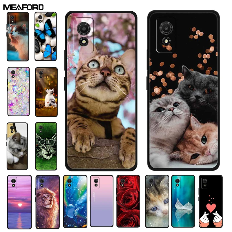 Funda de teléfono para TCL 501, funda protectora de silicona de gato pintado TCL501 para TCL 501 T433D 2024, Protector de parachoques, Fundas Coque