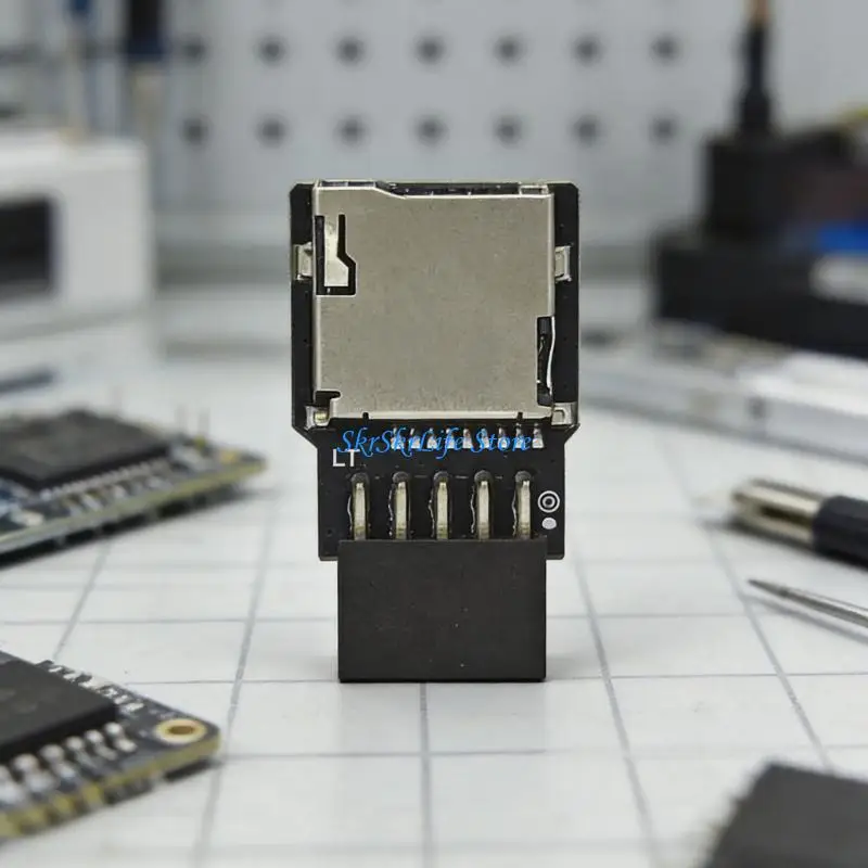 E65E USB2.0 Expansion Board With Single TF Card Reader 9Pin Interfaces For PC Laptop Data Transfer