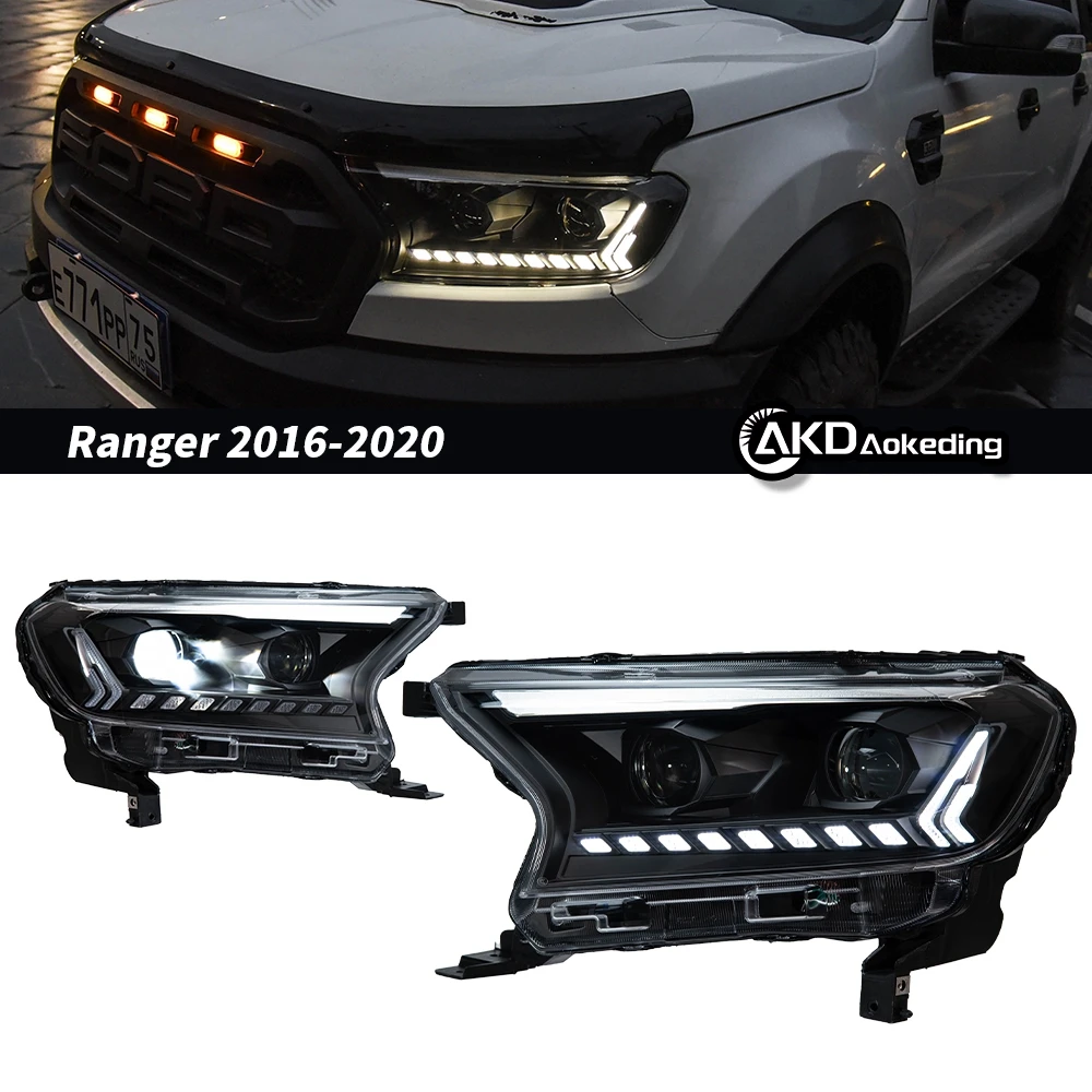 

AKD автозапчасти для фар Ranger 2016-2020 светодиодные фары Ranger DRL указатель поворота дальнего света линза проектора «ангельский глаз»