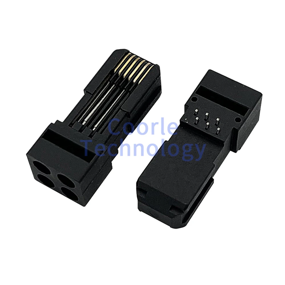 2PCS RJ12 connector 6P6C Long body Modular Plug RJ11 PCB Board male DIP plug-in 90 degrees Black