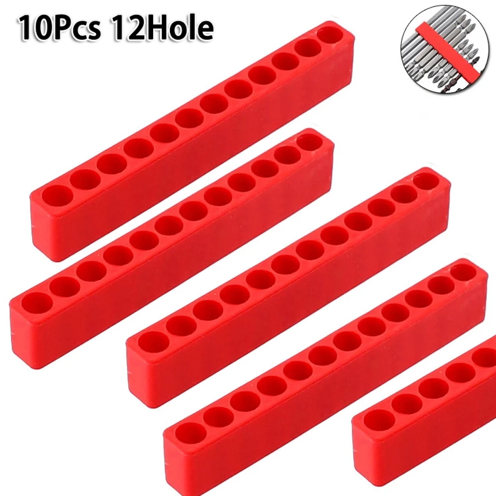 12 Holes Bit Storage Strip Screwdriver Hexagon Handle Card Holder Wind-Head Soft Rubber Strip Socket Cone Cylinder Gauge