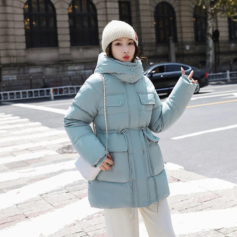 

Женское зимнее пальто средней длины, новинка 2025 года, корейская модная свободная куртка с хлопковой подкладкой, уютная и универсальная для повседневной носки