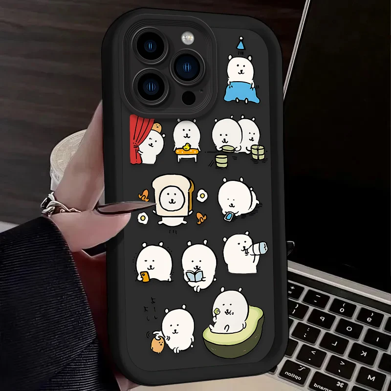 Kawaii Bear Silicone Phone Case for IPhone 17 Air 16 16E 15 14 13 12 11 Pro Max X XS X S Max XR SE 2020 SE4 7 8 Shockproof Cover