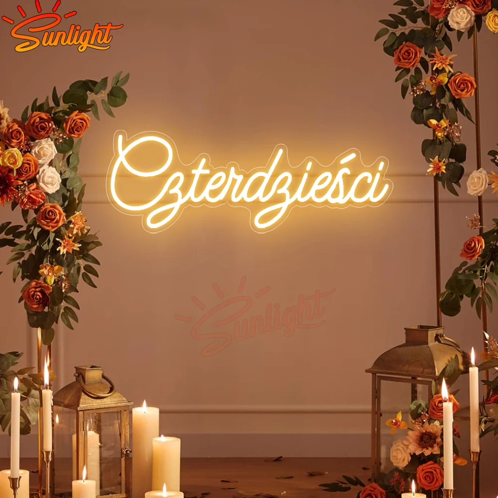 

Custom LED Forty Birthday Party Neon Light Custom Anniversary Sign For Age Decoration Party Czterdzieści Personalized Gifts