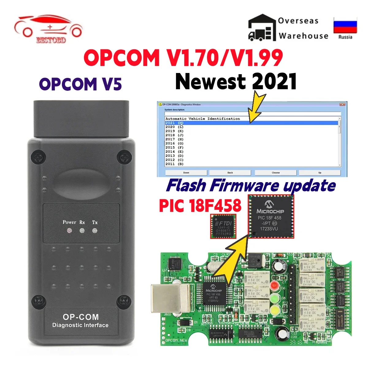2021 OPCOM V5 Opel OP COM 1.70 flaş Firmware güncelleme için araç teşhis kablosu Opel OP-COM PIC18F458 CAN BUS OBD2 oto araçları