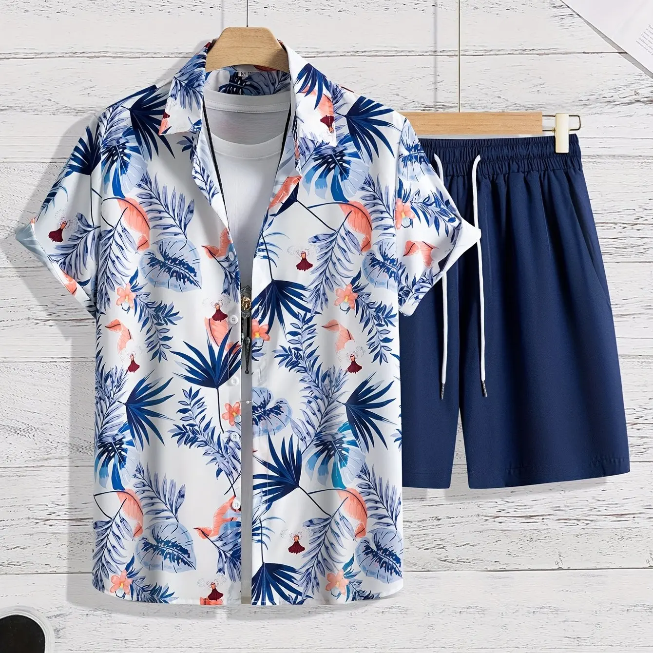 Summer Plant 3D Print Men Shirt Sets Fashion Short Sleeve Shirt Oversized Casual Beach Shorts Streetwear Hawaiian Suits Clothes