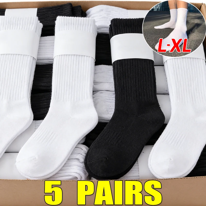 Cotton Sports Socks Unisex Soft Comfortable Breathable Casual Socks Black White Mid Tube Solid Color for Men Sports Classic Sock