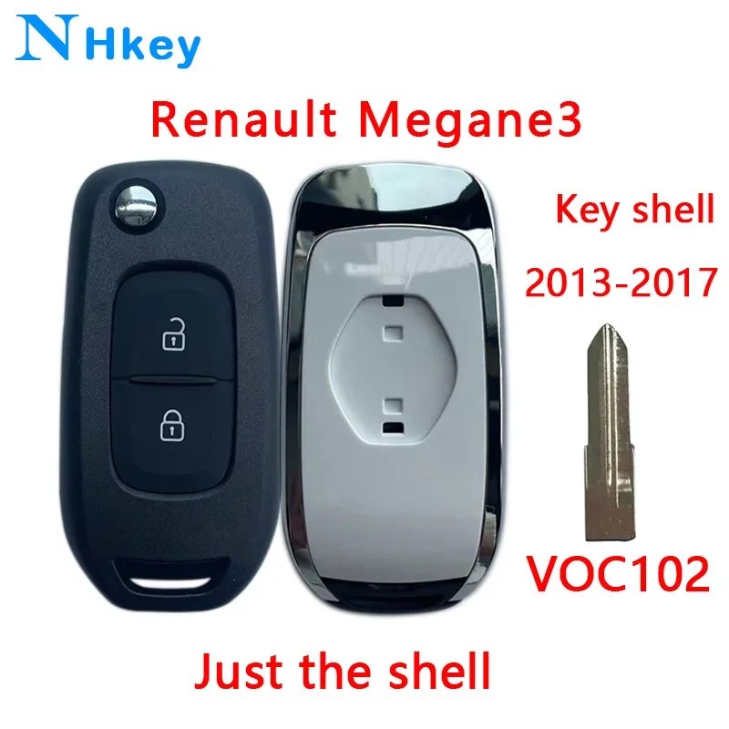 NHkey para Renault Megane 3 Dacia Duster Kadjar Captur símbolo 2 botones FCC ID: CWTWB1G767 carcasa de llave de coche remota plegable