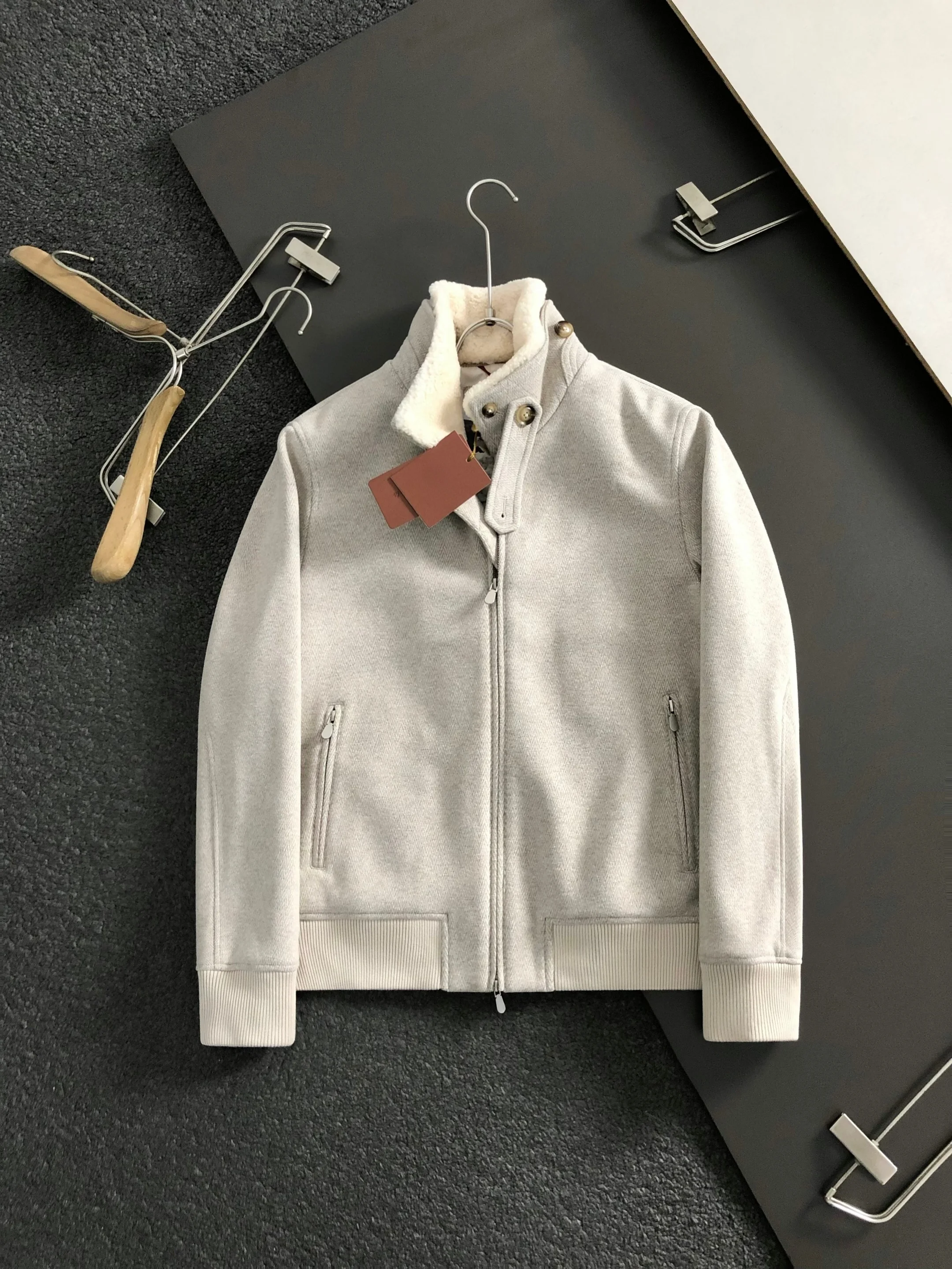 

Thiened шерстяной воротник-стойка в стиле пэчворк, мех ягненка, мужская хлопковая куртка, верхняя одежда, осенне-зимняя теплая подставка MHTO