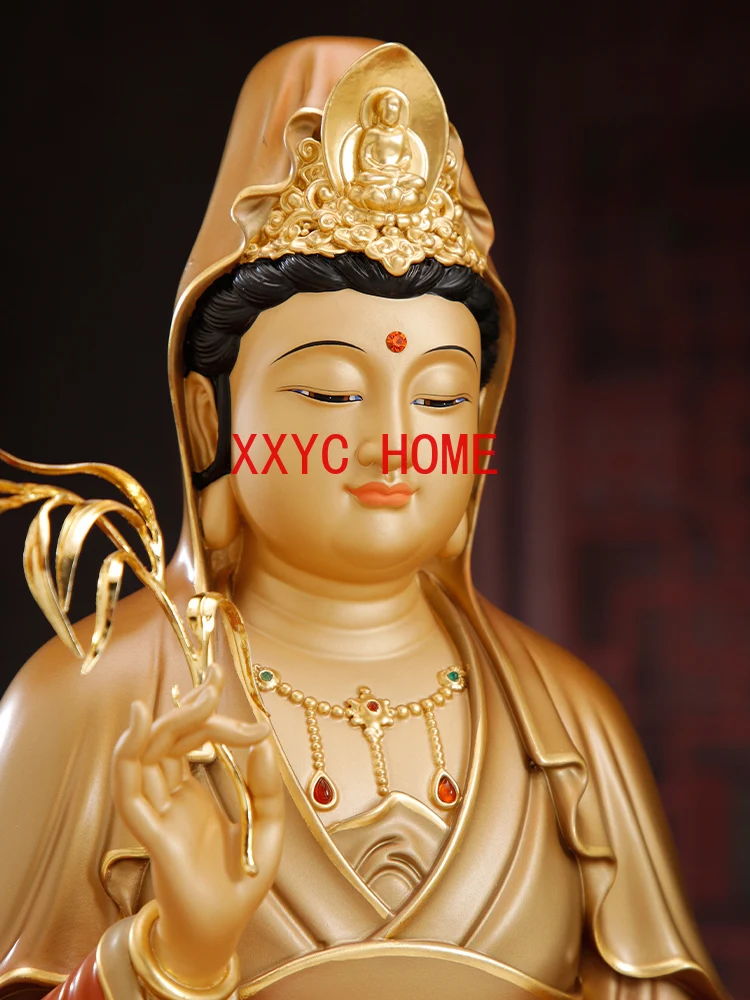 Guanyin Bodhisattva Home Worship Avalokitesvara Water Lilies Guanyin Bronze Statue