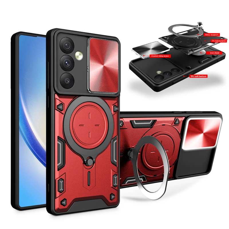 Capa de telefone armadura à prova de choque para Samsung Galaxy A52S A53 A54 A55 A56 A72 A73 5G Capa de anel de proteção de lente completa