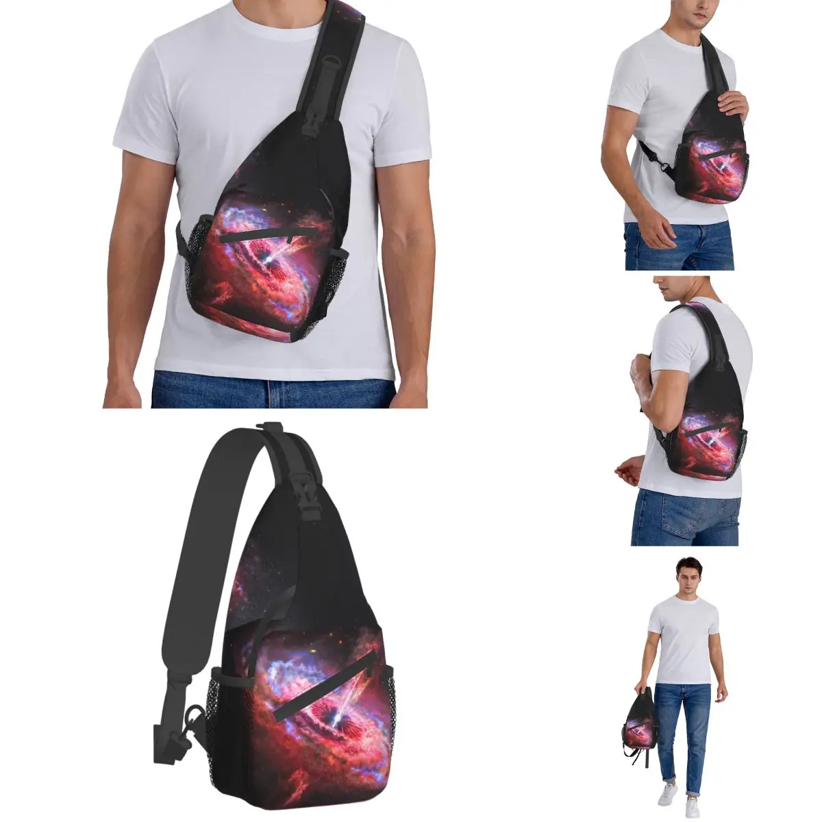 Galaxie Kunst Schwarzes Loch Cross body Schulter tasche Männer Frauen Brusttasche Raum Wand dekoration Schulter Rucksack Tages rucksack Wandern Reisen Reisen