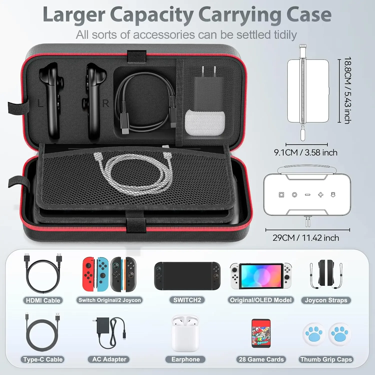 กระเป๋าถือสําหรับ Nintendo SWITCH 2 กระเป๋าเก็บขนาดใหญ่สําหรับ SWITCH2 Hard เกราะป้องกัน Anti-Scratch อุปกรณ์กันน้ํา