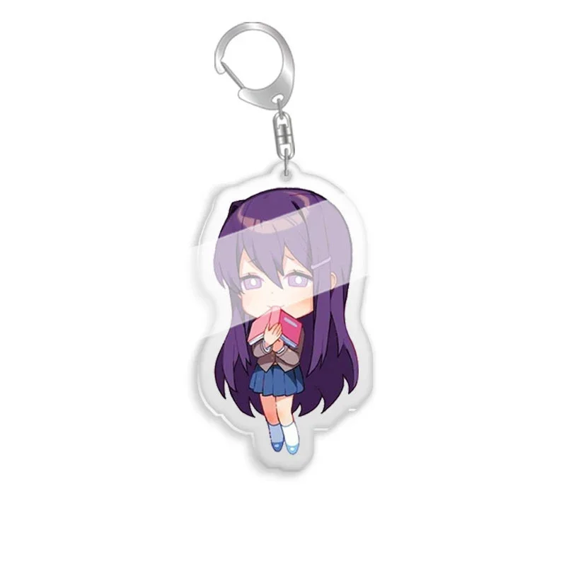 Cute Girls Keychains Anime Acrylic Cartoon Figure Key Chain Metal Holder Key Ring Pendant Jewelry Gift Cosplay Bag Accessories