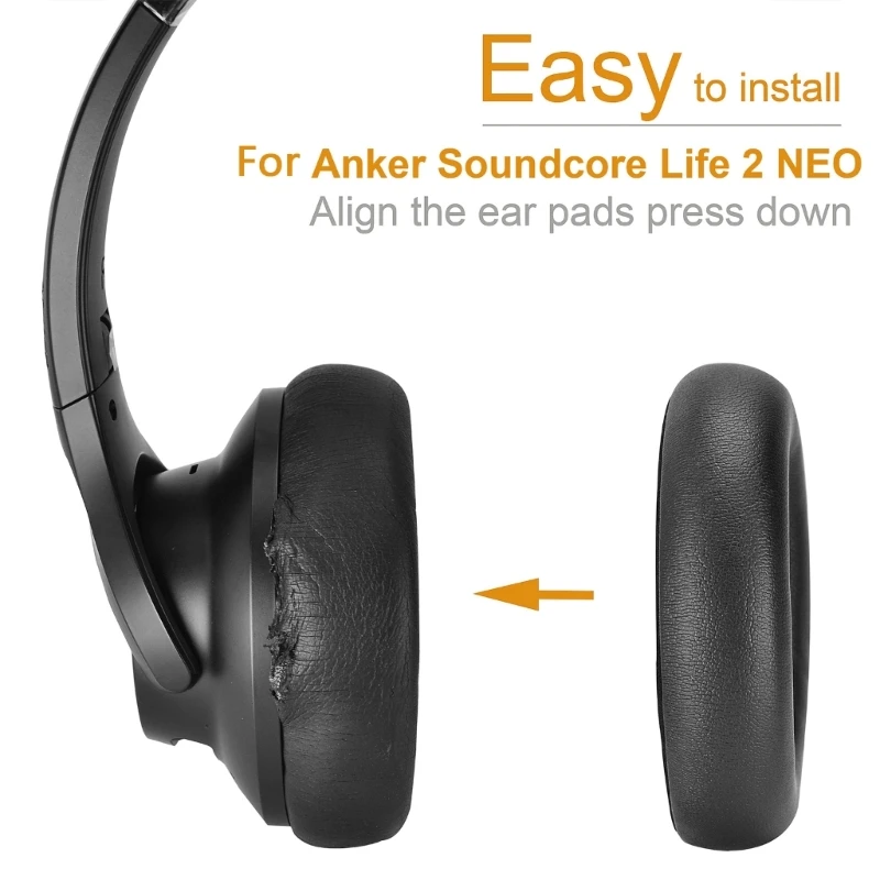 Almohadillas suaves para los oídos, cubierta duradera para Anker Soundcore Life 2 NEO, espuma viscoelástica, reemplazo de orejeras