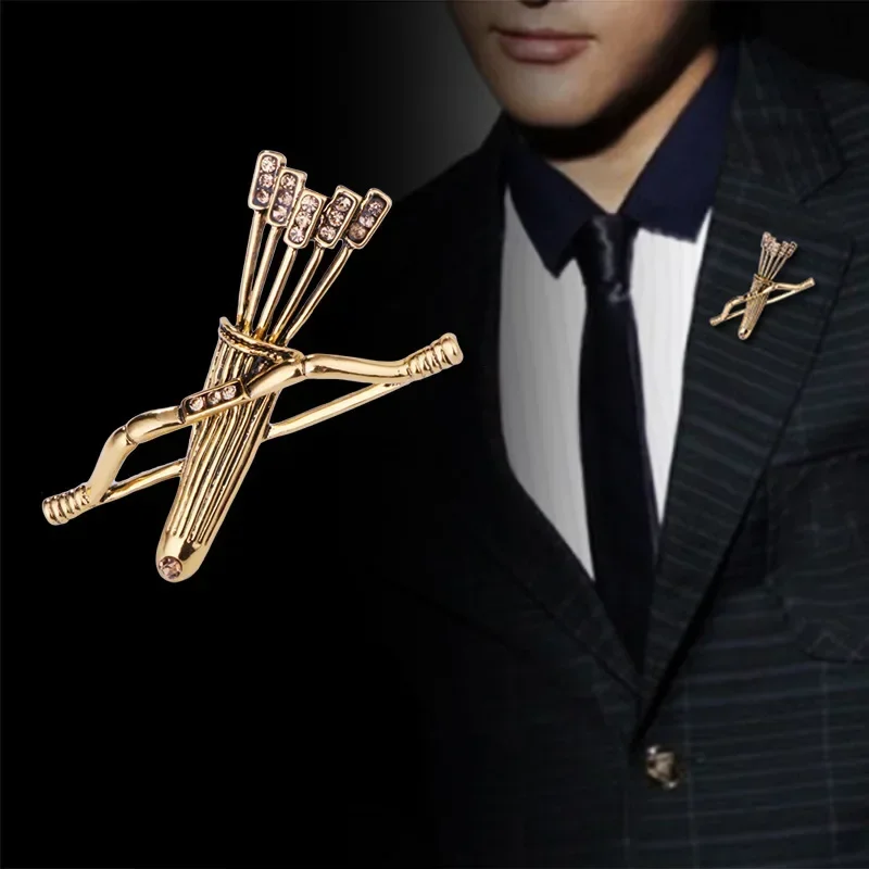 Retro Bow and Arrow Barrel Badge Brooch Men\'s Brooch Dress Pin Fashion Business Casual Jewelry