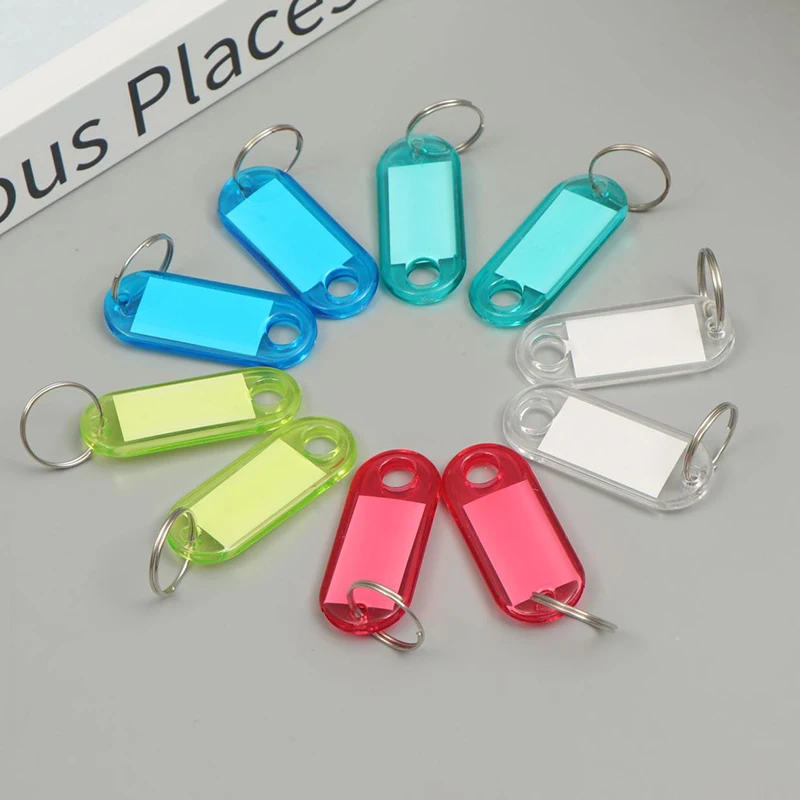 Color Transparent Plastic Keychain Writable Mark Number Plate Classification Key Plate Luggage Hotel Key Tag