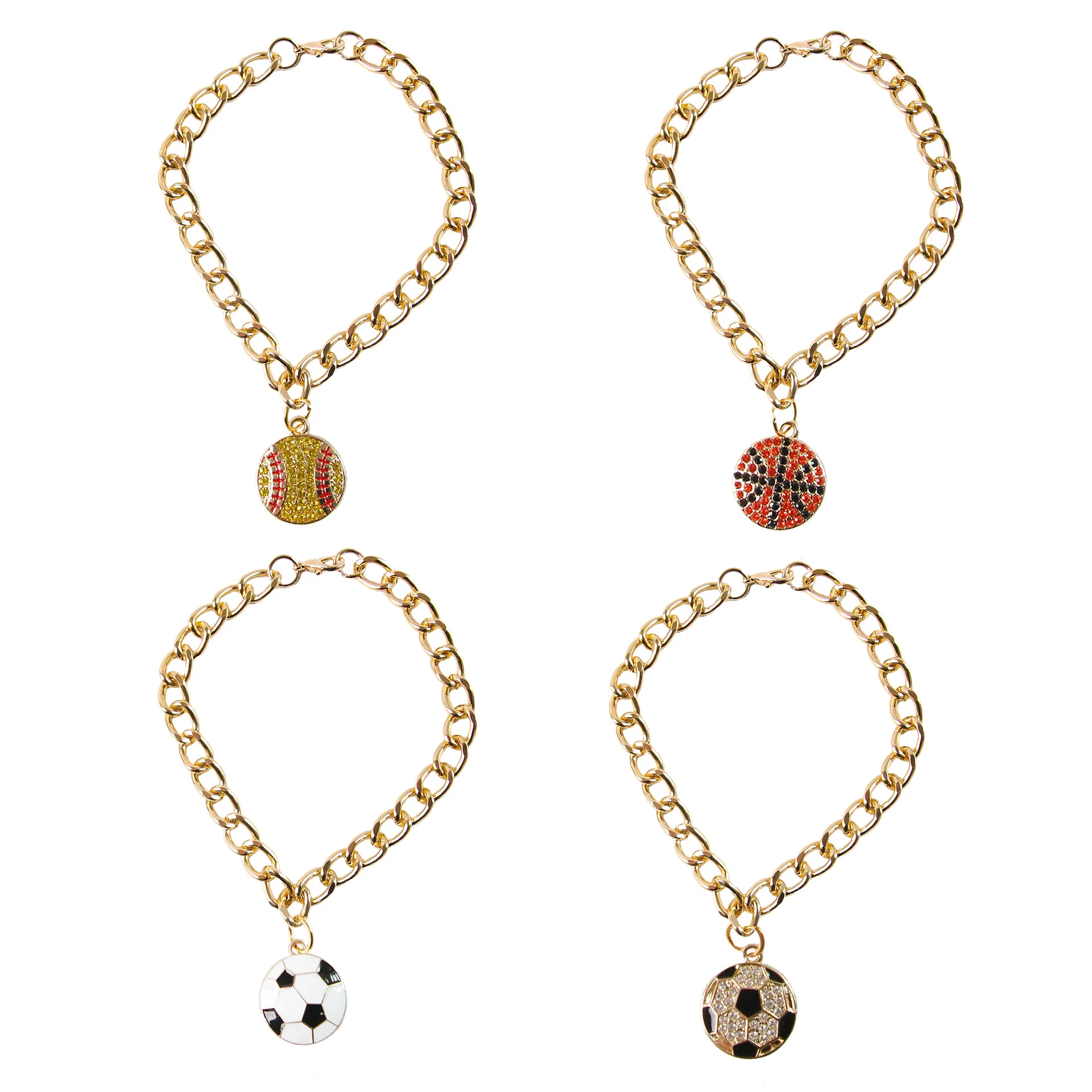 1pcs Sports Ball Pendant Pet Collar Necklace Gold Chain Dog Cat Jewelry with Soccer Basketball Baseball Charms Photo Props Decor view 6