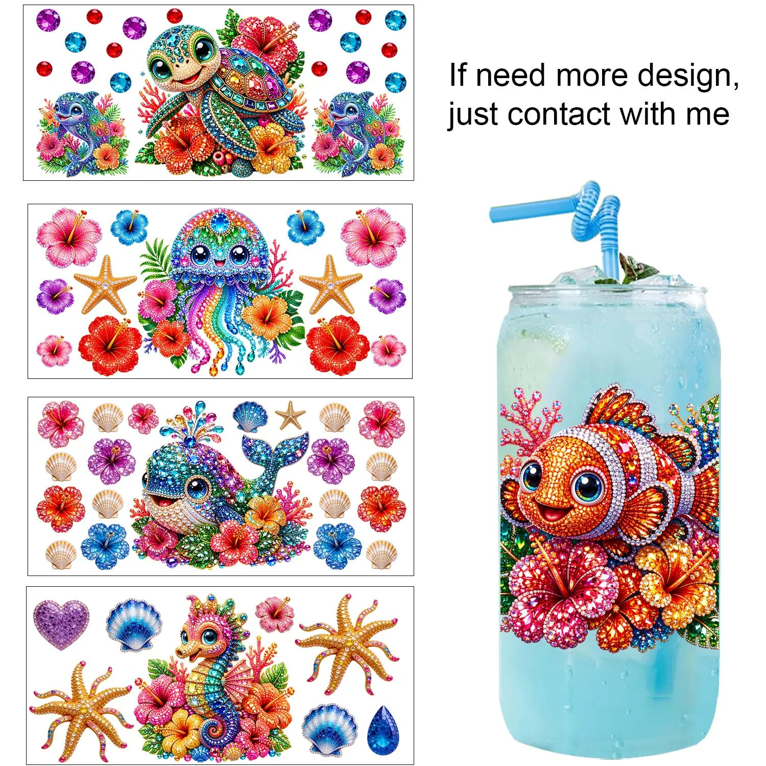 1/5pcs set Summer Vibe beach 16oz UV DTF Waterproof DIY Decoration Decals 3D transfers uvdtf stickers 16oz uv dtf cup wraps