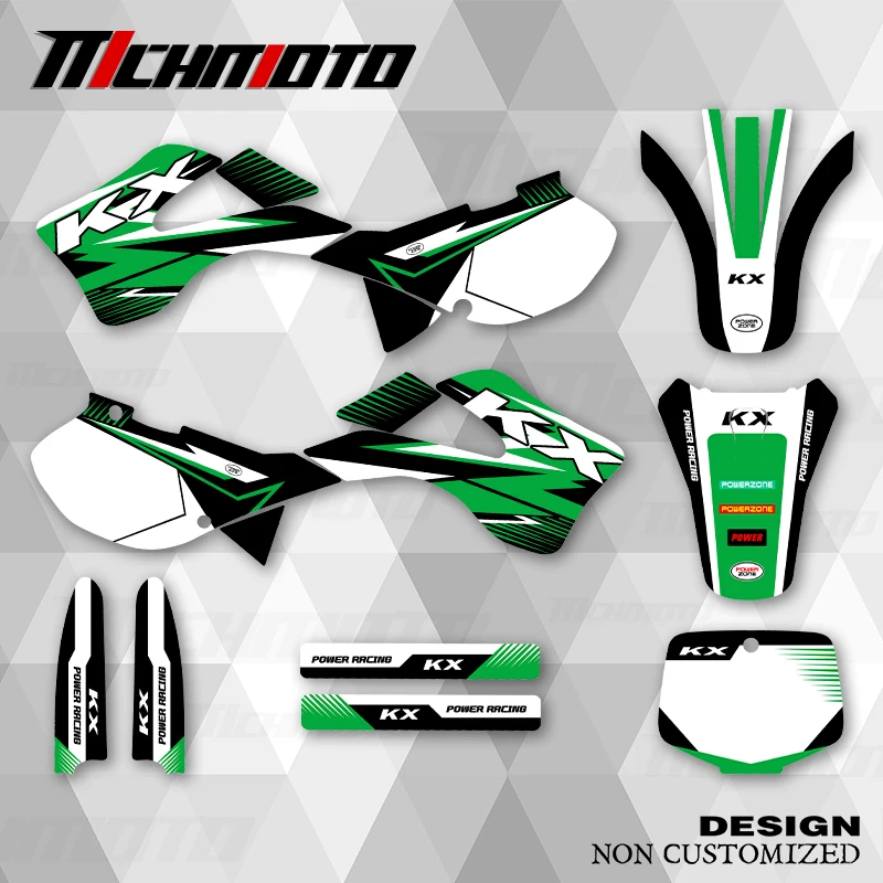 

MCHMFG New Style Graphics Decals Stickers Kit For KAWASAKI KX 125 250 1999 2000 2001 2002 Number Name Custom
