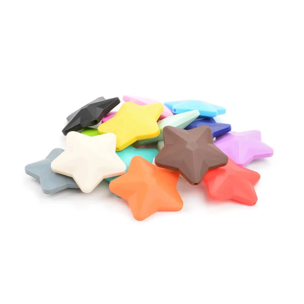 Wholesale 5pcs/lot Silicone Beads Star BPA Free Silicon Teething Beads Baby Chew Teething Necklace DIY Pacifier Clips Accessory