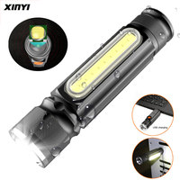 6000LM USB Rechargeable Multifunctional LED Flashlight Built-in battery Powerful T6 torch Side COB Light  tail magnet Work Light