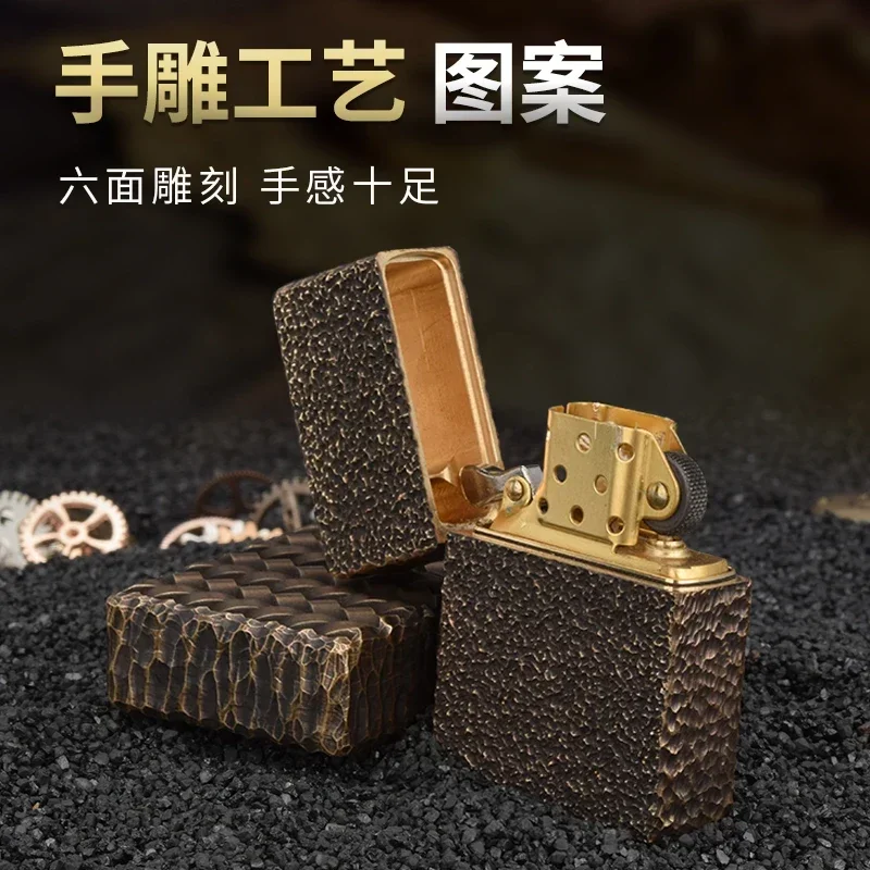 EDC Brass Square Box Large Hinge Thick Shell Windproof Gift Hiking Handle Outdoor Camping Portable Tools