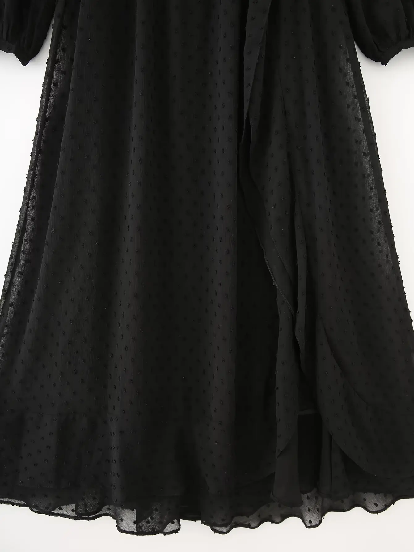 2025 NOVEDAD DE VERANO ropa de mujer temperamento decoración en capas vestido de gasa de manga larga con cuello en V