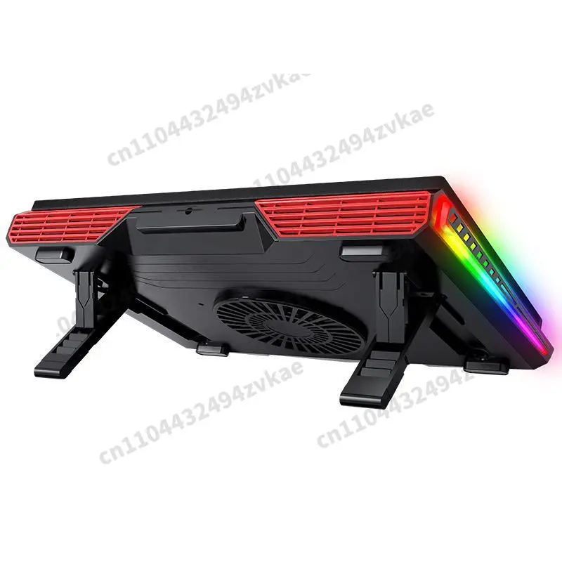 Coolcold Powerful Fan Pressure Gaming Laptop Cooling Pad Adjustable Stand With RGB Light Air Compression Notebook Cooler