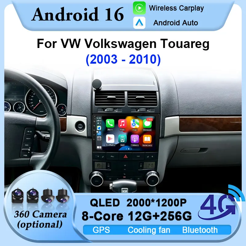 For VW Volkswagen Touareg 2003-2010 GPS Navigation Wireless CarPlay Autoradio Intelligent System Car Radio Multimedia No 2 din