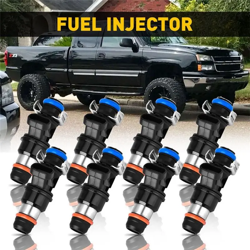 #00D Automotive Parts & Accessories,8Pcs Fuel Injectors for 99-07 Chevy Silverado GMC SIERRA YUKON 4.8 (Black)