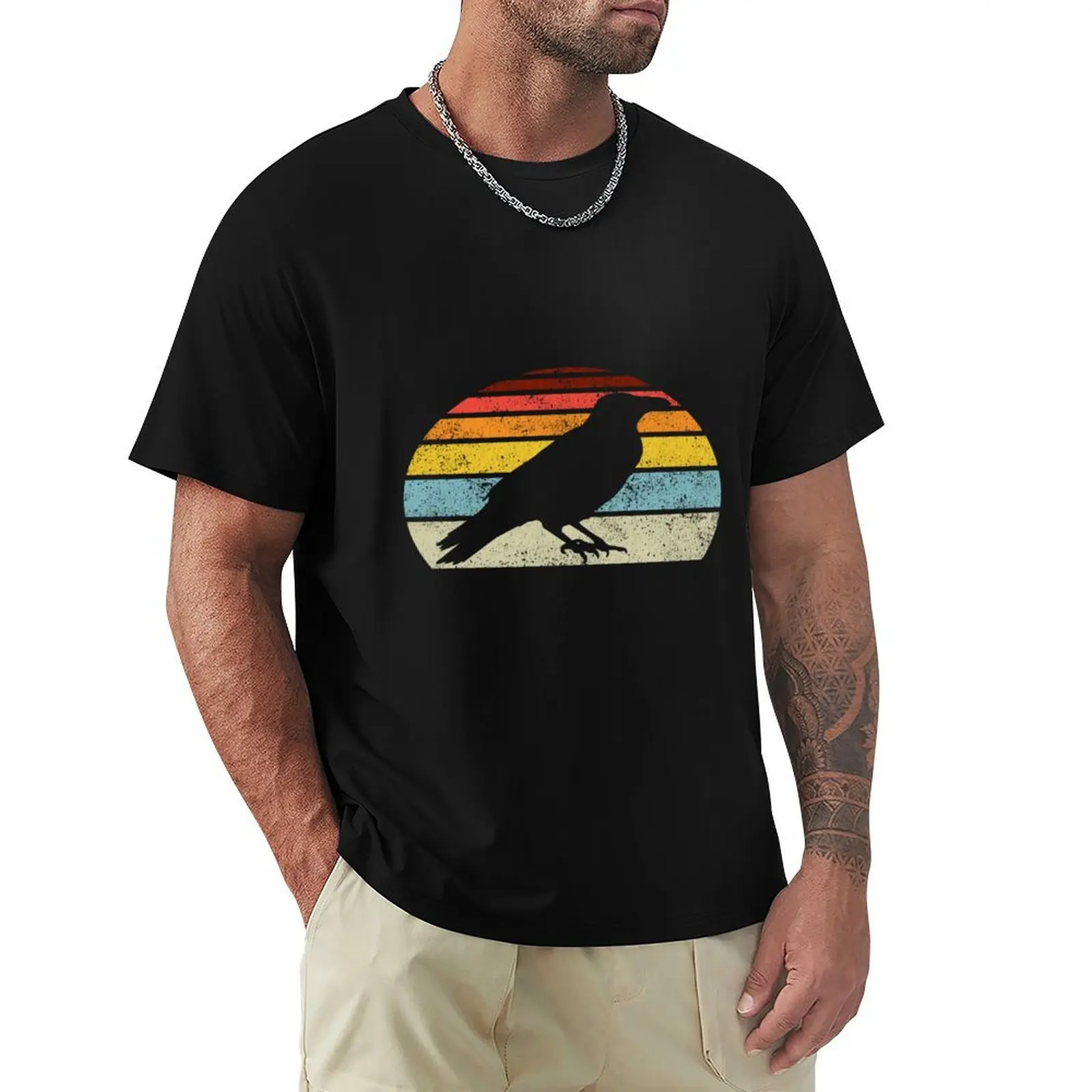 

Crow Vintage Raven Gothic Retro Bird T-Shirt Industrial Work Tee Shirt