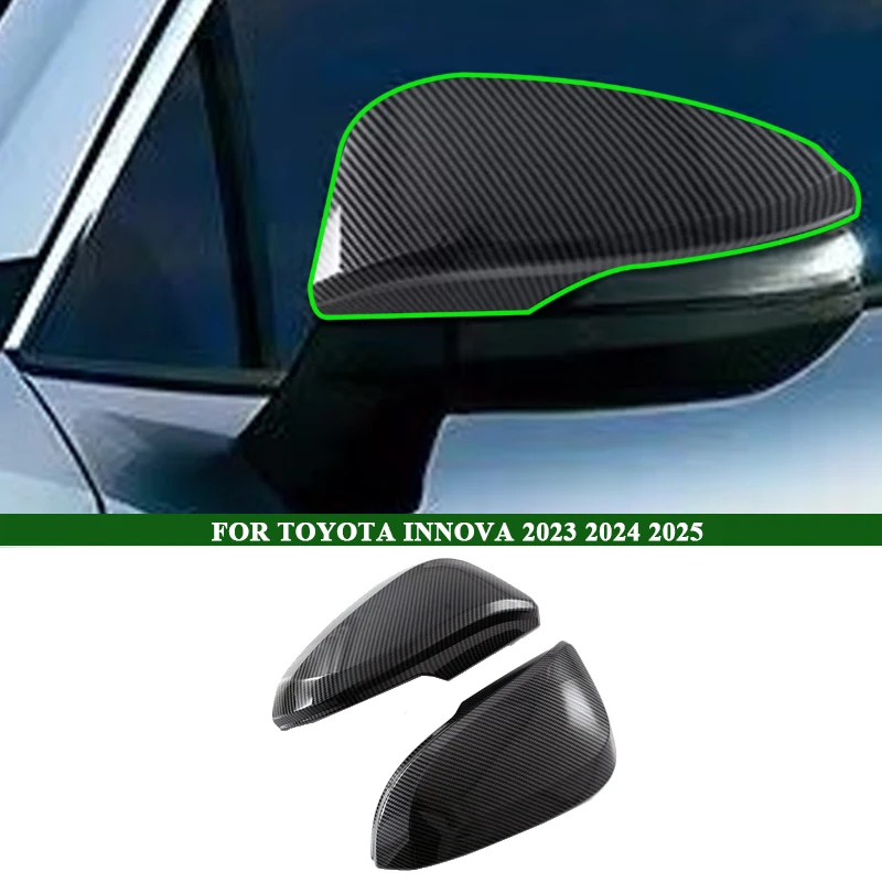 For Toyota Innova Zenix AG10 2023 2024 Door Handle Cover Trim Plastic Imitation Carbon Fiber Side Rear View Mirror Cover Cap