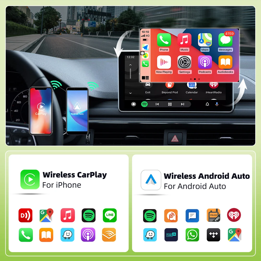 CarAIBOX baru 2 dalam 1 nirkabel Mini CarPlay & nirkabel Android adaptor otomatis kotak untuk Radio mobil dengan kabel CarPlay & Android Auto